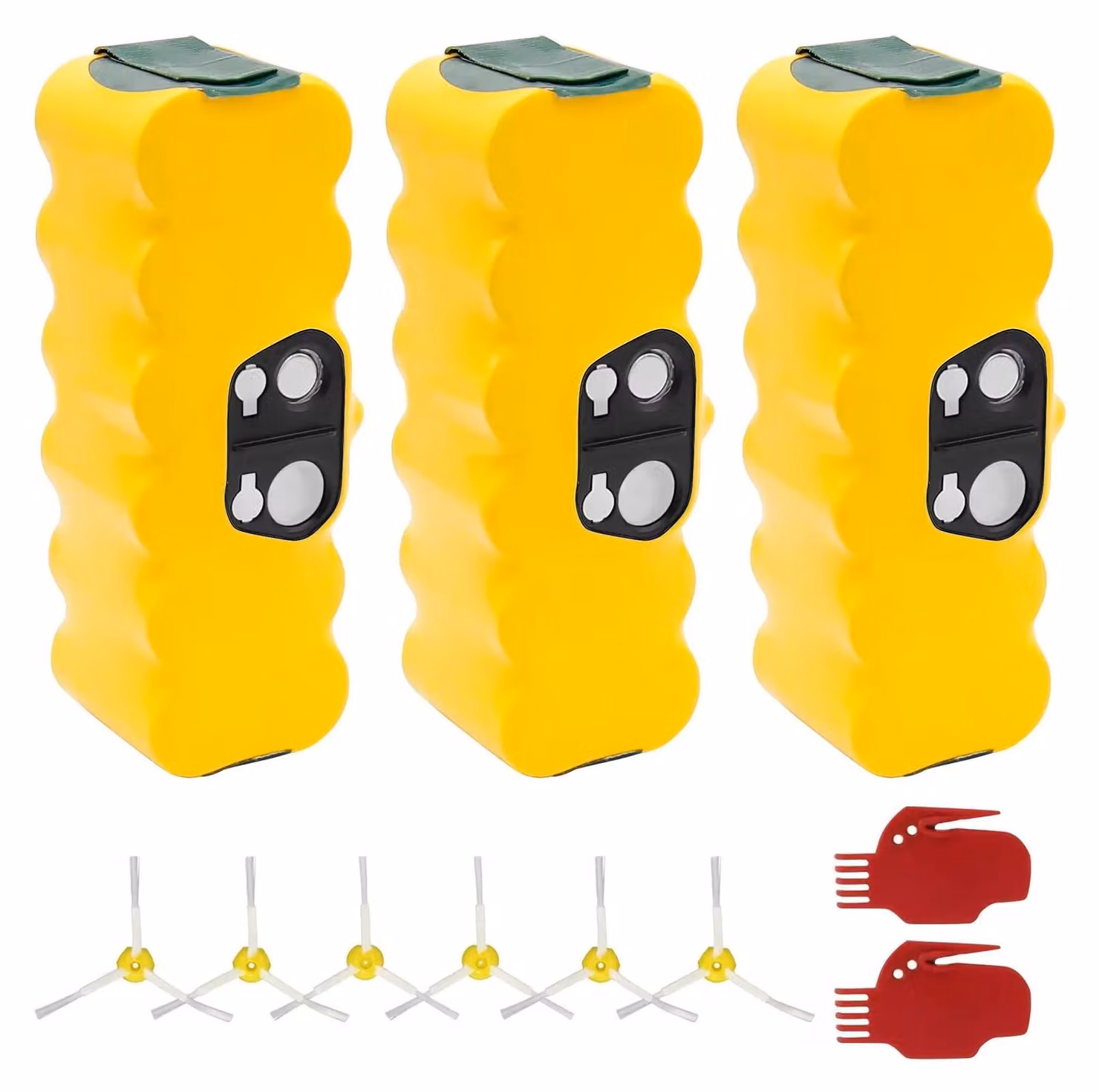 Batteria per aspirapolvere iRobot Roomba - Batteria di ricambio Ni-MH da 14,4 V e 6000 mAh - Set da 3 batterie - Caricabatterie CA incluso - Per la serie Roomba 500–900
