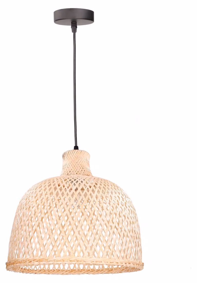 Riba - Lampada a sospensione in rattan naturale - Lampada a sospensione moderna in E