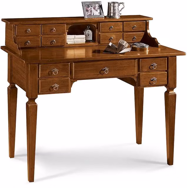 Scrivania in legno con 13 cassetti Mobili 2G colore marrone L: 120 cm, P: 57 cm, H: 104 cm
