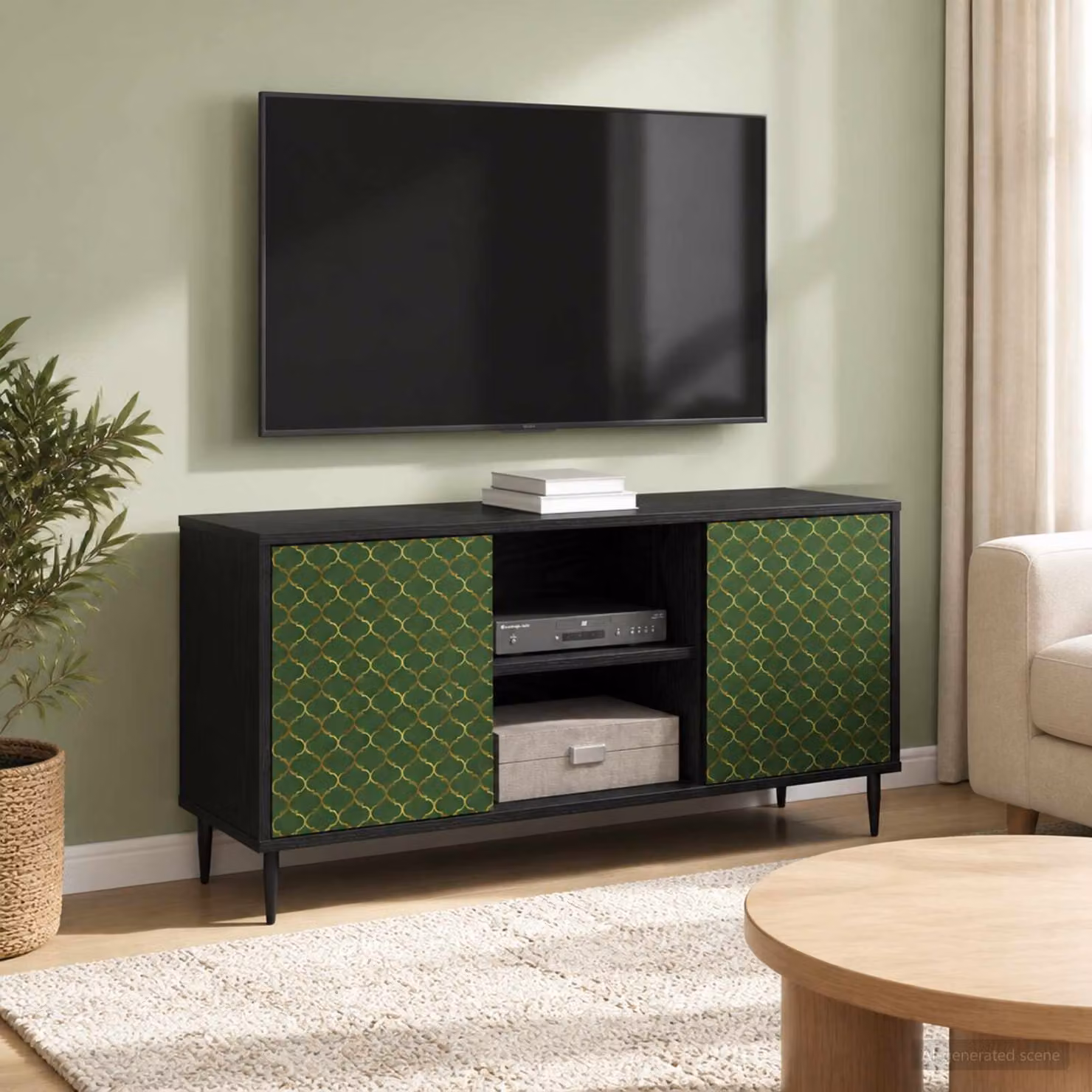 Mobile TV GELEEN vidaXL, Rovere e Nero, L 102 x P 33 x H 51 cm