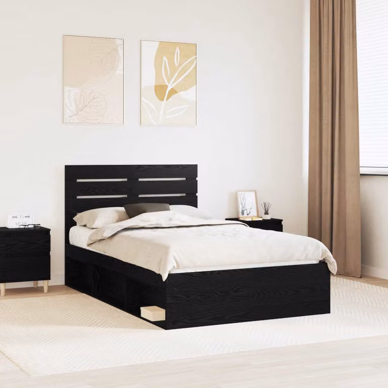Struttura del letto vidaXL in pino massello colore nero L 120 x P 200 cm