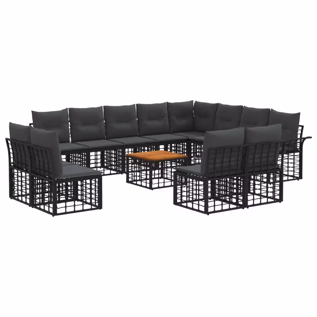 Set di divani da esterno a L vidaXL con tavolino, colore nero e grigio, struttura in metallo e cuscini inclusi, resistente alle intemperie e ai raggi UV – 2