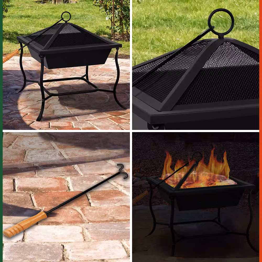 Braciere da giardino Gardebruk® in acciaio nero con parascintille, L/P/H: 45 x 45 x 45 cm – 3