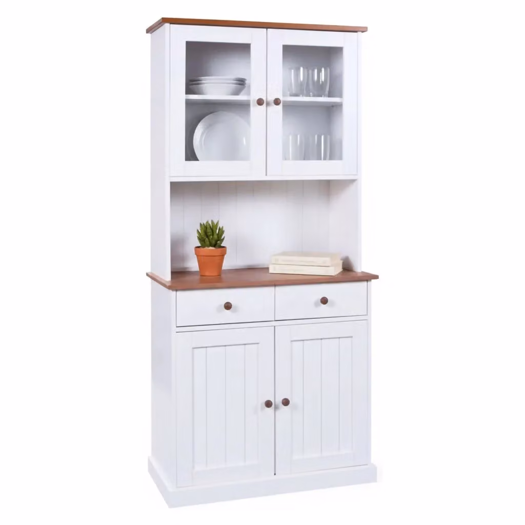 Madia Pattada DMORA con 2 cassetti, colore bianco e rovere, L 90 cm, P 45 cm, H 190 cm – 2