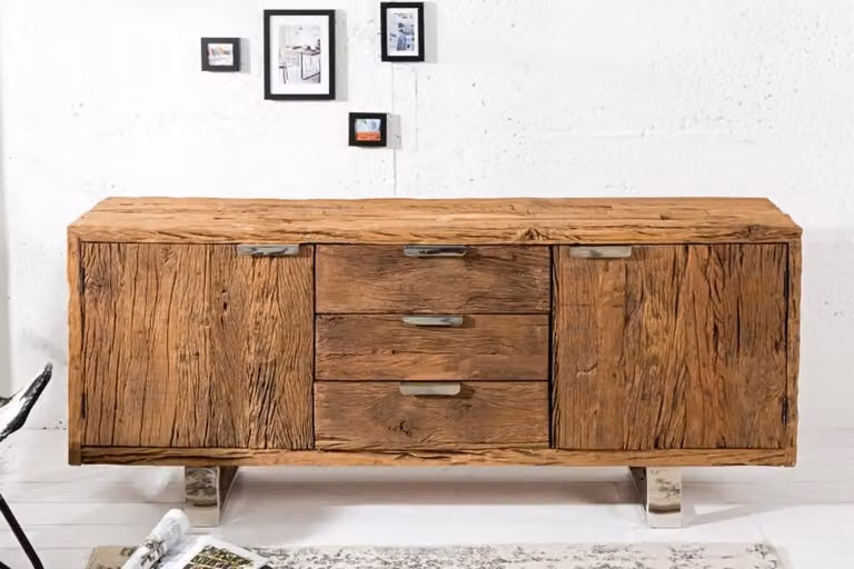 Credenza Casa Padrino L.160 x H.75 x P.40 - Mobile TV - Cassettiera - Realizzata a mano in legno massiccio!