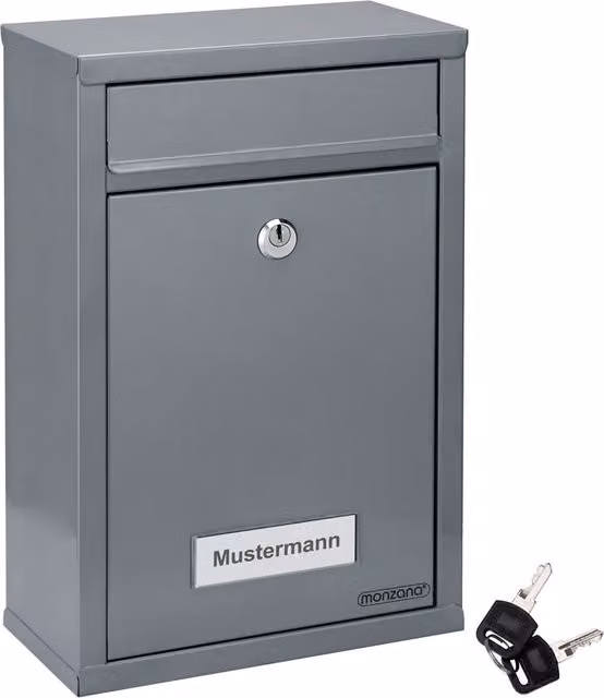 Cassetta postale da parete Monzana in acciaio inossidabile argento L: 32 cm, P: 22 cm, H: 9 cm