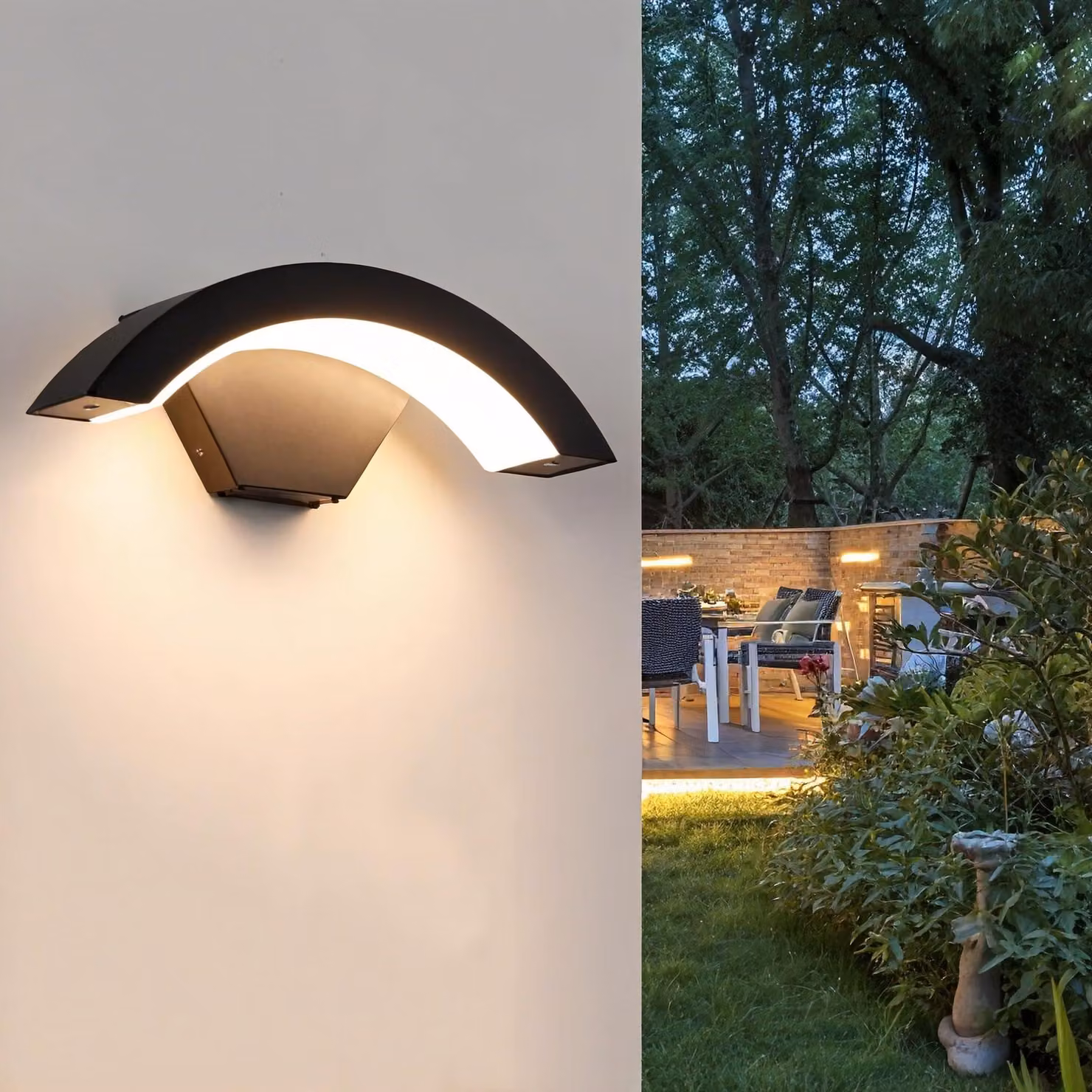 Lampada da parete esterna a LED, 24W, grado di protezione IP65, 2700 lumen, 3000K, luce bianca calda, alluminio