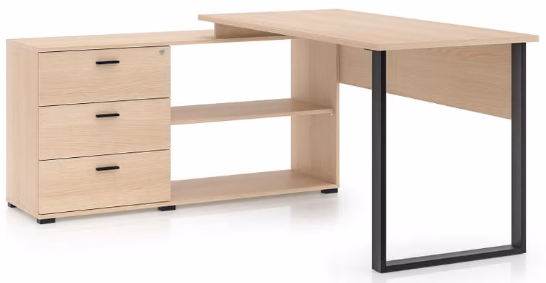 Selsey Odelis: Scrivania angolare con 3 cassetti, finitura effetto legno di quercia, 167 cm