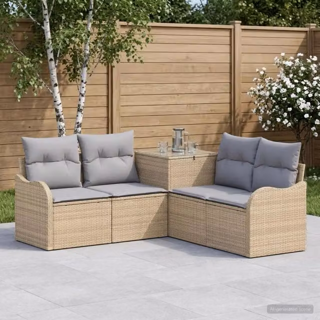 Set di divani 5 pz Beige e Grigio Chiaro 3447765