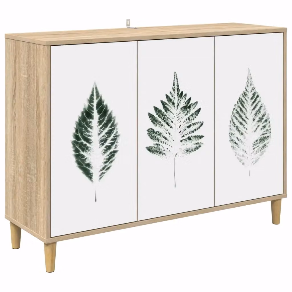 Credenza moderna HANAU vidaXL in legno MDF, marrone e bianco, L: 102 cm, P: 33 cm, H: 75 cm – 2