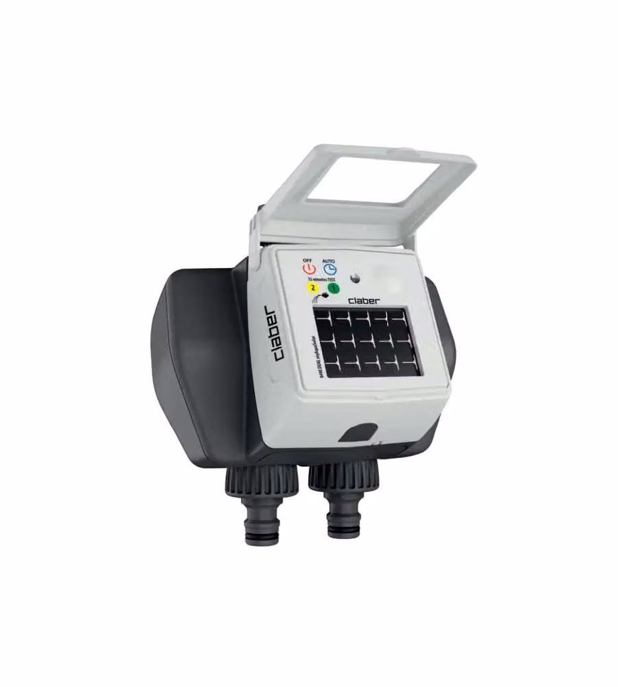 Programmatore per rubinetto Dual Bluetooth Claber Myaquasolar con alimentazione solare e gestione tramite app, Bianco – 2