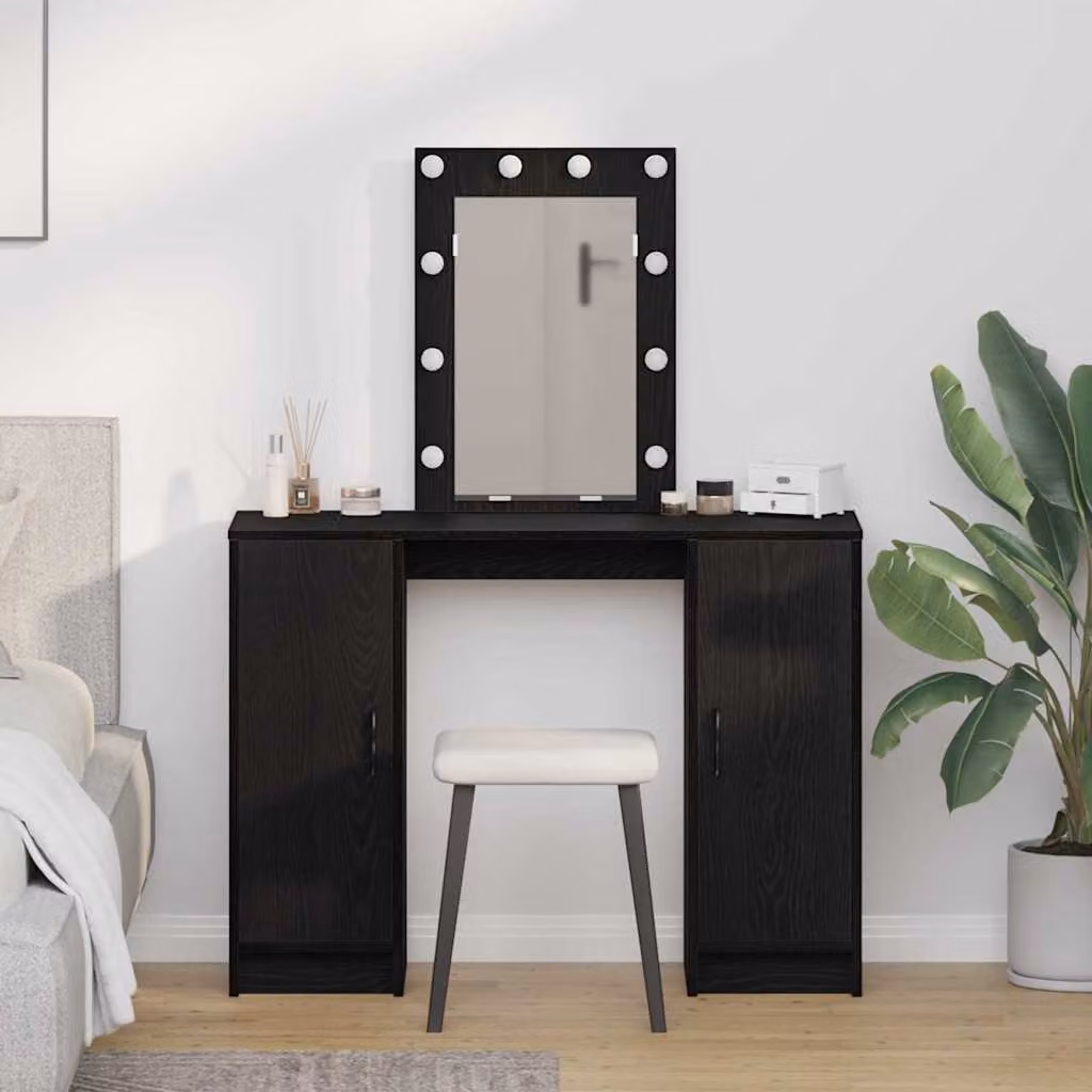 vidaXL Tavolo da Trucco Moderno Nero in MDF L/P/H: 102 x 33 x 135 cm
