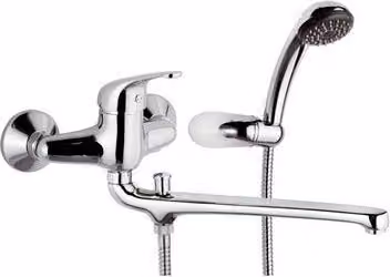 Rubinetto Miscelatore Monocomando per Vasca con Set Doccia Linea Maria 272 E031 Colore Argento