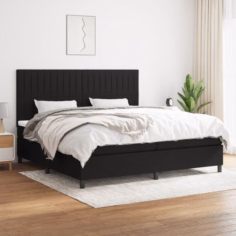 Maison Exclusive - Giroletto a Molle con Materasso Nero 200x200 cm in Tessuto