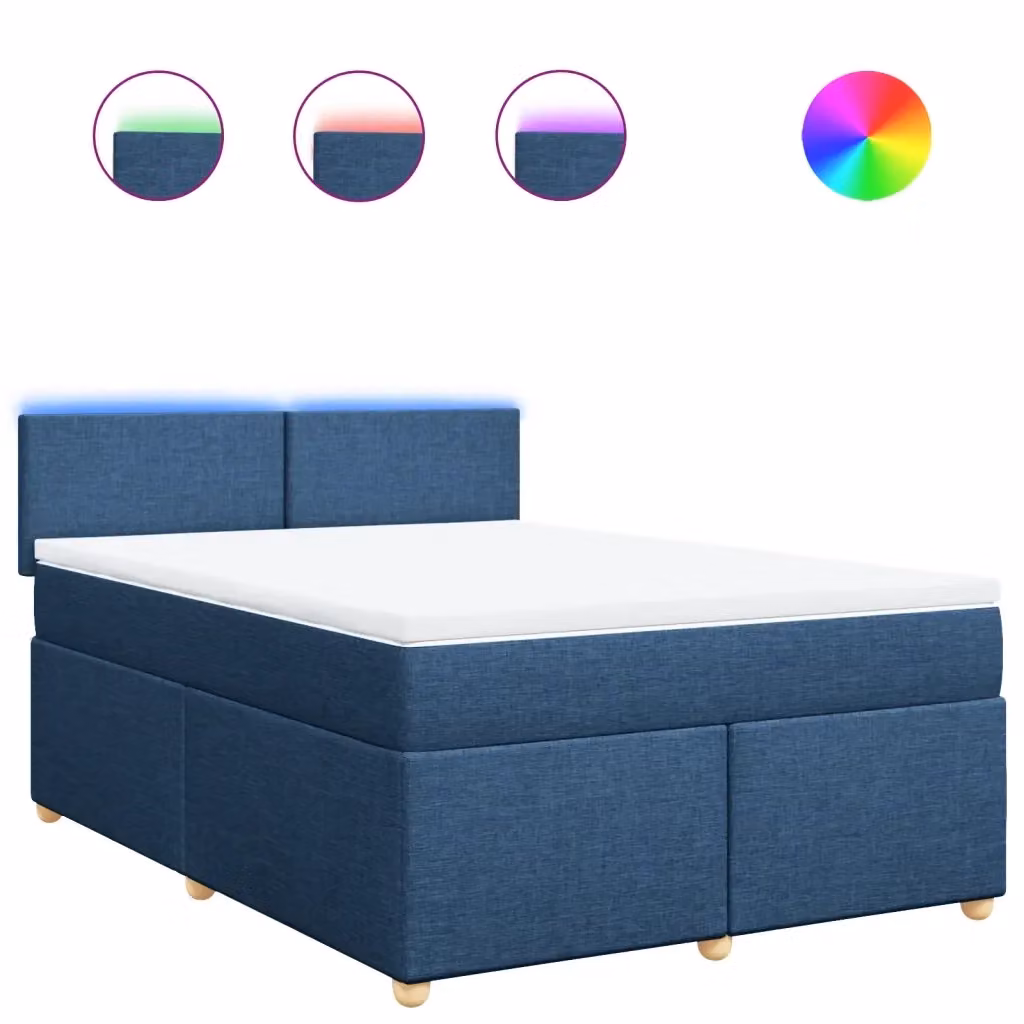 Letto con Giroletto a Molle e Materasso vidaXL Blu e Bianco L 140 cm x P 200 cm – 2