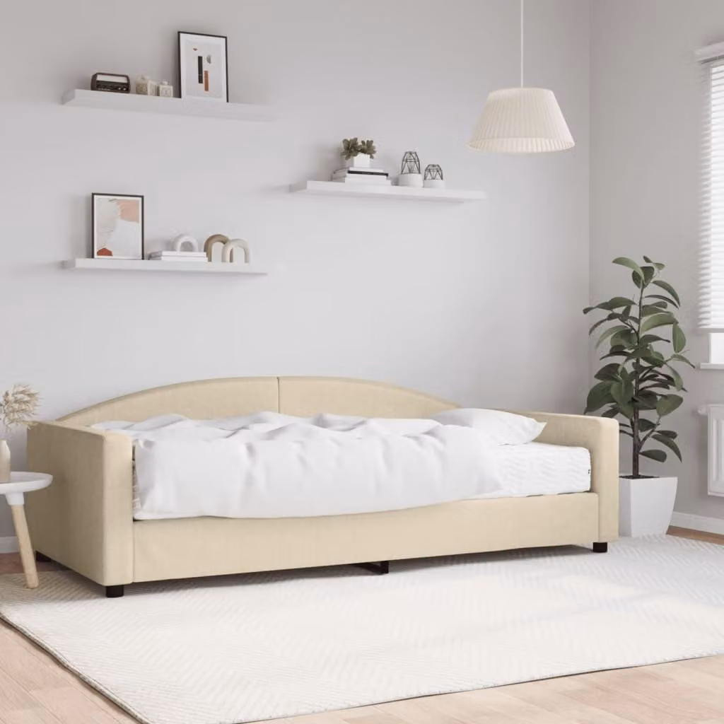 Maison Exclusive - Divano letto con materasso color crema 100x200 cm in tessuto