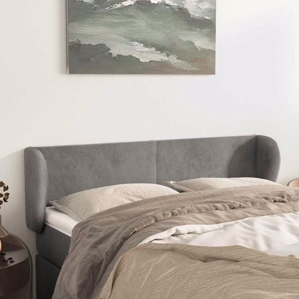 Testiera ad orecchio vidaXL in velluto grigio chiaro L: 147 cm, P: 23 cm, H: 78/88 cm