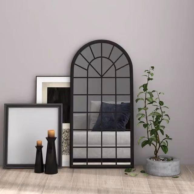 Specchio da parete rettangolare vidaXL in metallo e vetro nero L: 90 cm, H: 45 cm
