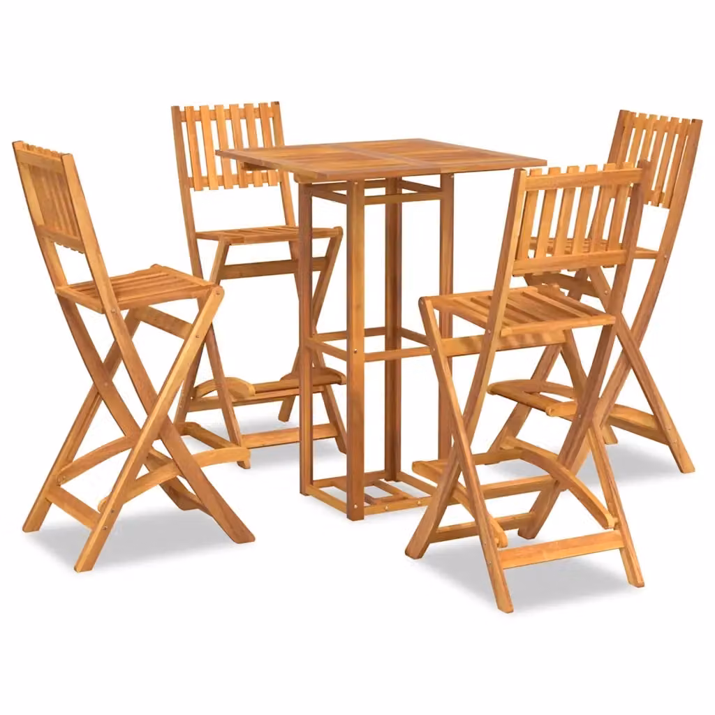 Set da Bar per Esterni vidaXL in Legno di Acacia Marrone, 5 Pezzi – 2