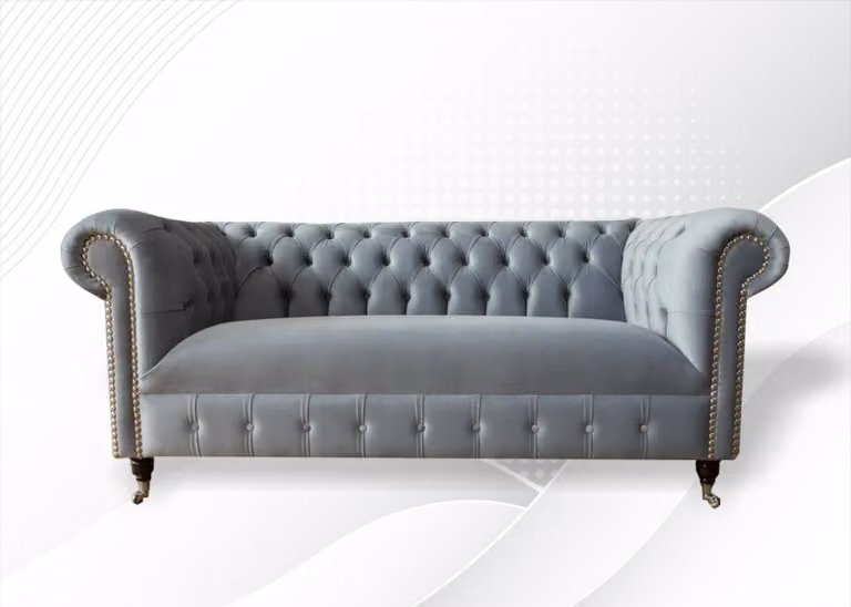 Chesterfield Sofa Couch Polster Stoff Leder Couchen Textil Garnitur 3 Sitzer