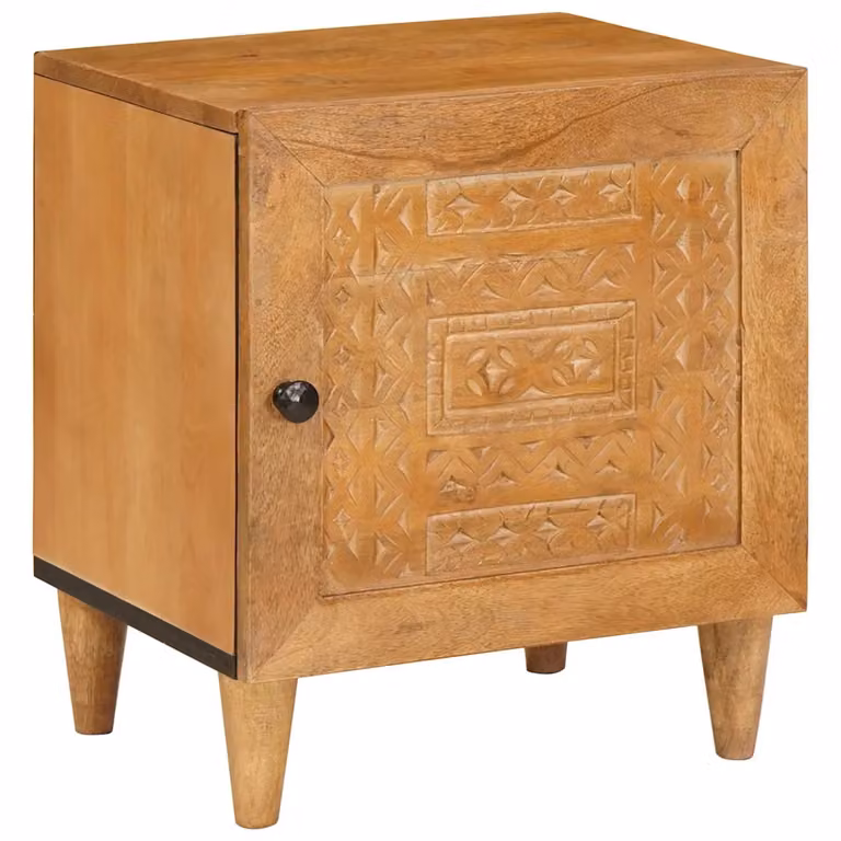 vidaXL Armadio da Notte Moderno in Legno di Acacia e Mango Marrone Opaco L: 80 cm, P: 50 cm, H: 40 cm