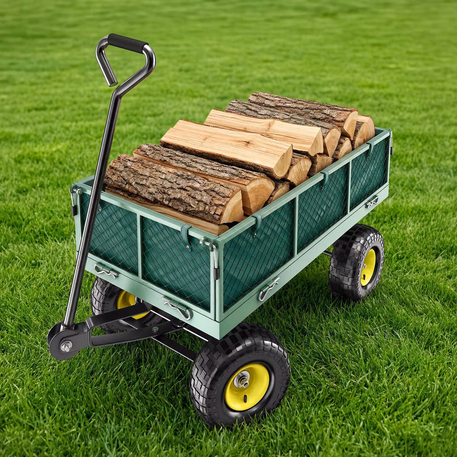Carretto con telo interno verde TecTake GmbH, carico massimo 350 kg – 3