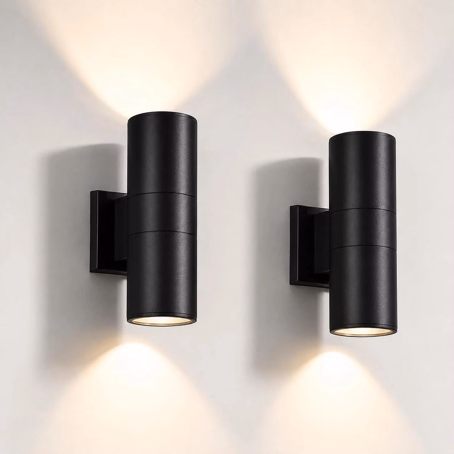 Set di 2 applique LED da 10W, 3000K (luce bianca calda), grado di protezione IP65, colore nero