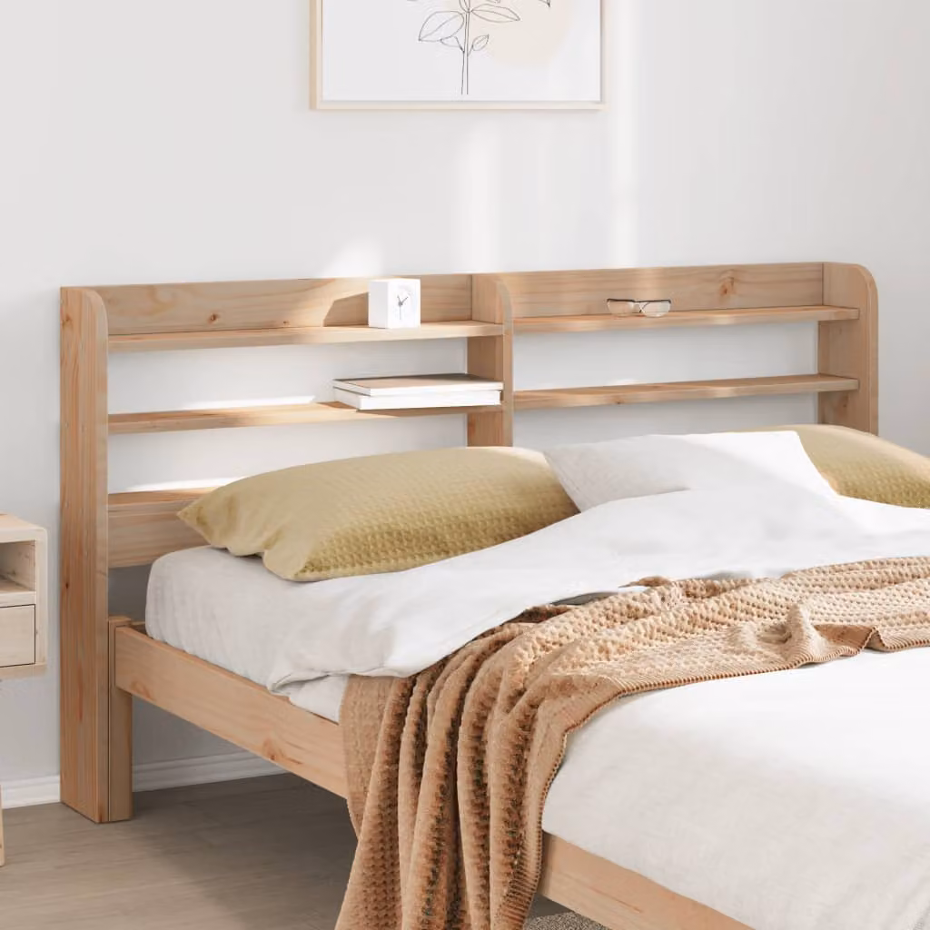 vidaXL Testiera con Ripiani Integrati in Legno Massello di Pino, Marrone, L: 160 cm