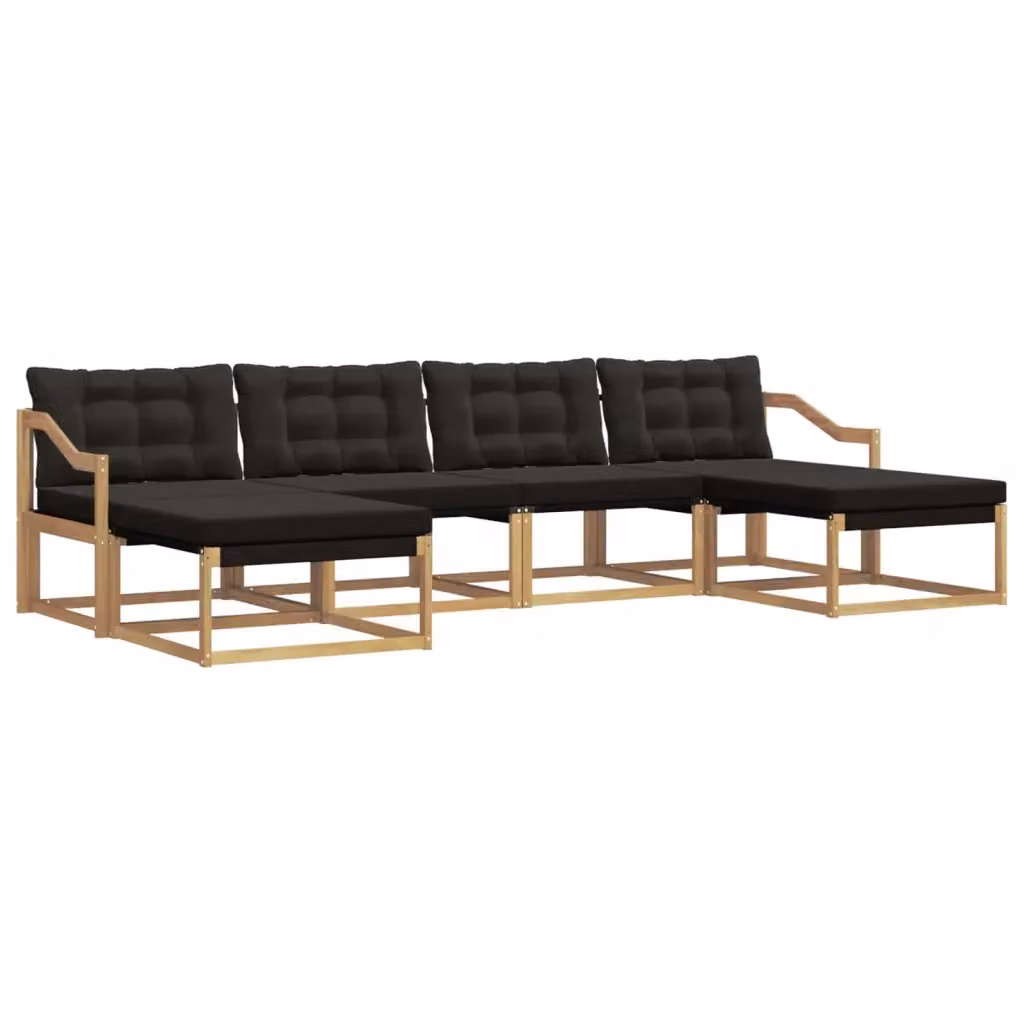 Set di divani da esterno a L vidaXL in legno di acacia con cuscini Bianco e Nero – 2