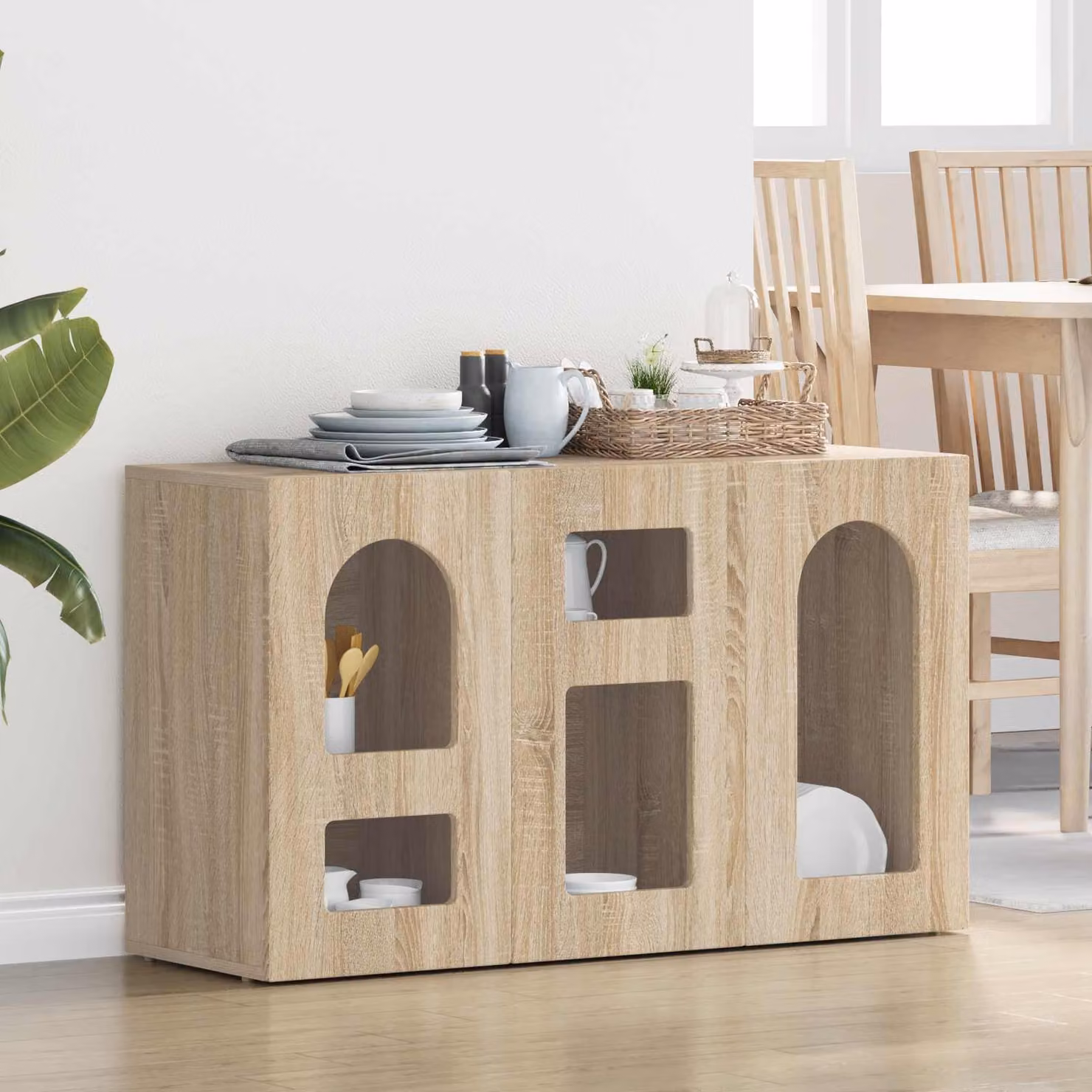 Credenza moderna vidaXL ELST in rovere Sonoma color marrone L 100 cm, P 35 cm, H 59 cm