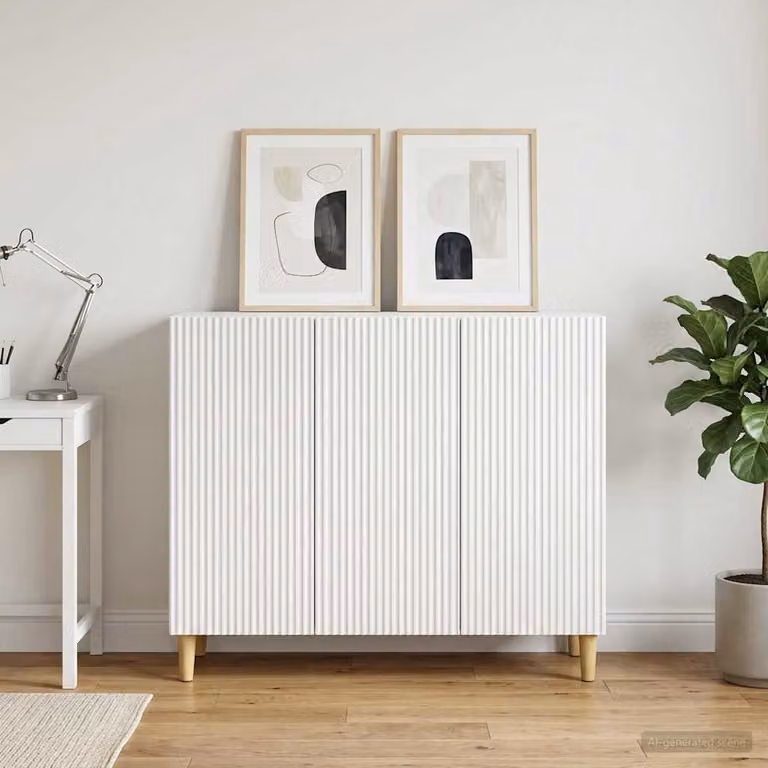 Credenza moderna vidaXL in legno MDF bianco L: 89 cm, P: 34,5 cm, H: 80 cm