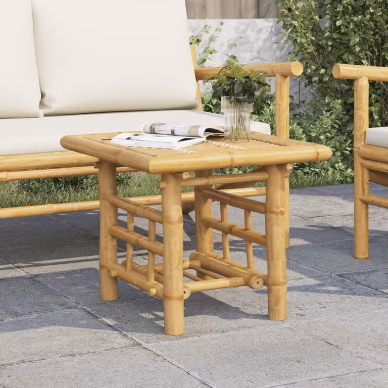 Tavolino quadrato in bambù vidaXL color beige e marrone L/P/H: 45 x 45 x 45 cm