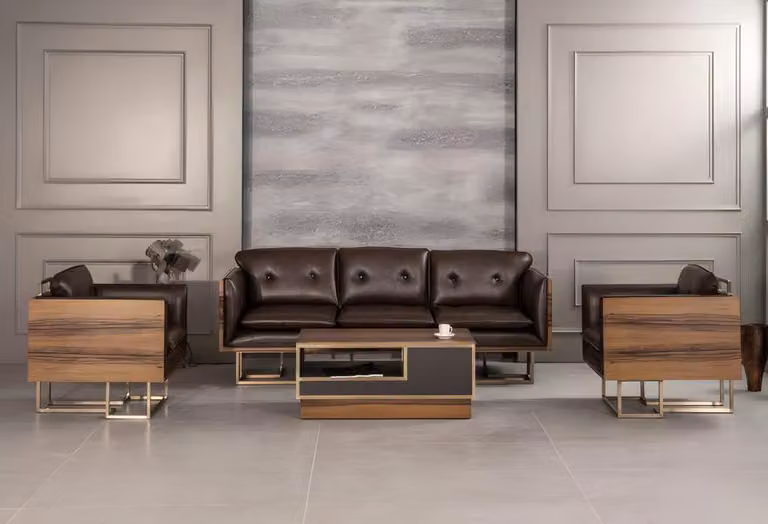 Moderne Büro Zimmer Set Office Einrichtung Komplett Set Möbel 3-Sitzer Sofa