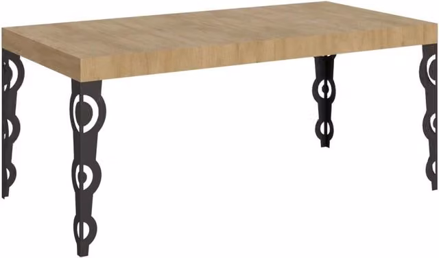 Tavolo da pranzo allungabile Itamoby in legno di quercia color natura con gambe in metallo antracite, L: 200-304 cm x P: 90 cm
