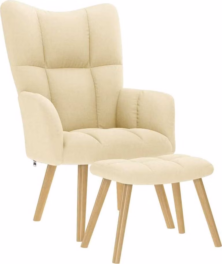 Maison Exclusive - Poltrona relax con poggiapiedi in tessuto color crema