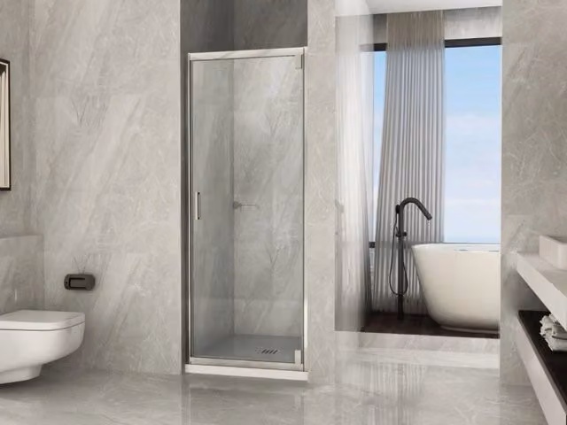 Porta doccia unica anta pivotante in cristallo 6mm Trasparente h190 Doliso Poeso Trasparente 6mm,80 cm