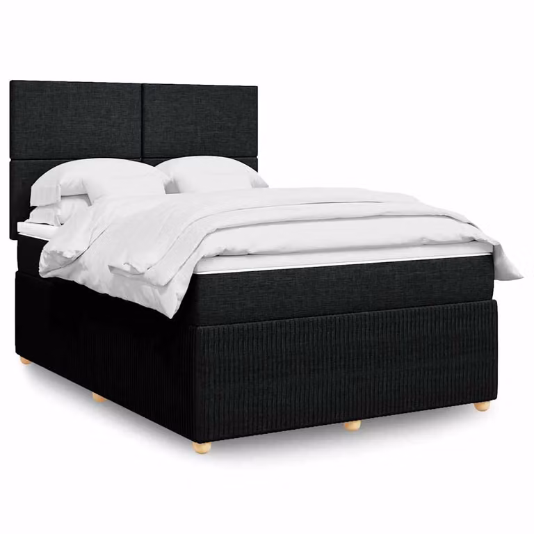 vidaXL Giroletto a Molle con Materasso Nero in Tessuto L/P/H: 140 x 190 cm