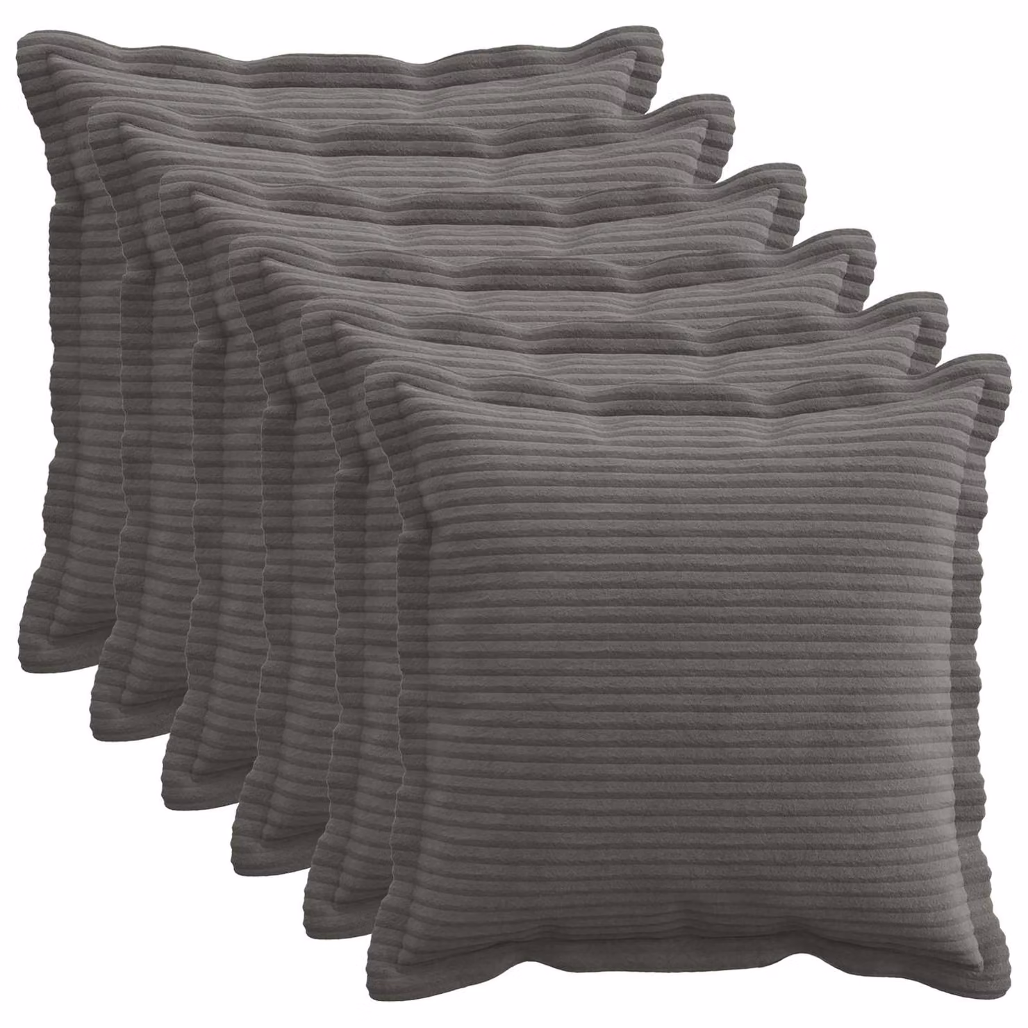 Set di 6 federe quadrate vidaXL HOUTEN in velluto a coste, Grigio, 45 x 45 cm
