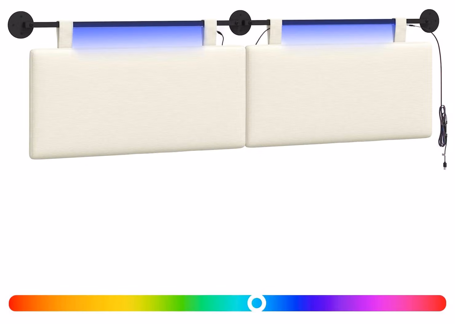 Testiera sospesa Con luce LED Crema Tessuto in Cords