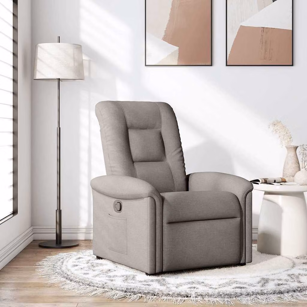 vidaXL Poltrona Reclinabile Relax in Tessuto con Braccioli, Colore Beige/Grigio