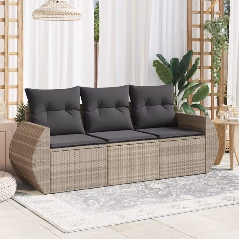 vidaXL Set Divano da Giardino a L con Cuscini Grigio Moderno in Polyrattan e Acciaio