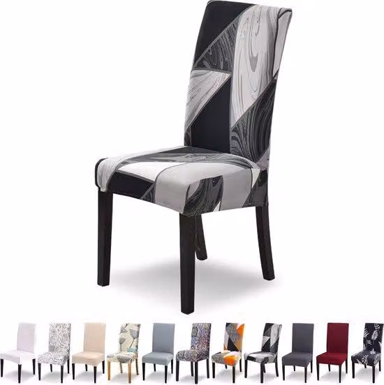 Universale, set da 6 pezzi, elasticizzato, lavabile, sfoderabile, per sedie da sala da pranzo, hotel, banchetti, cucina, nero