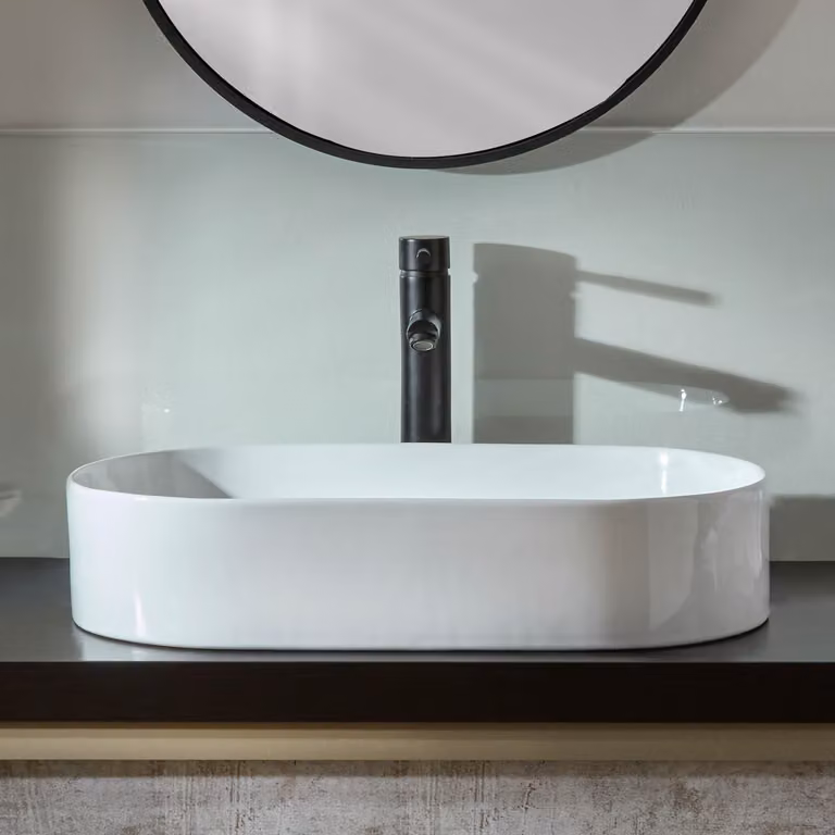 Lavabo da Appoggio Ovale 600x380mm - Senza foro rubinetto - Design minimal