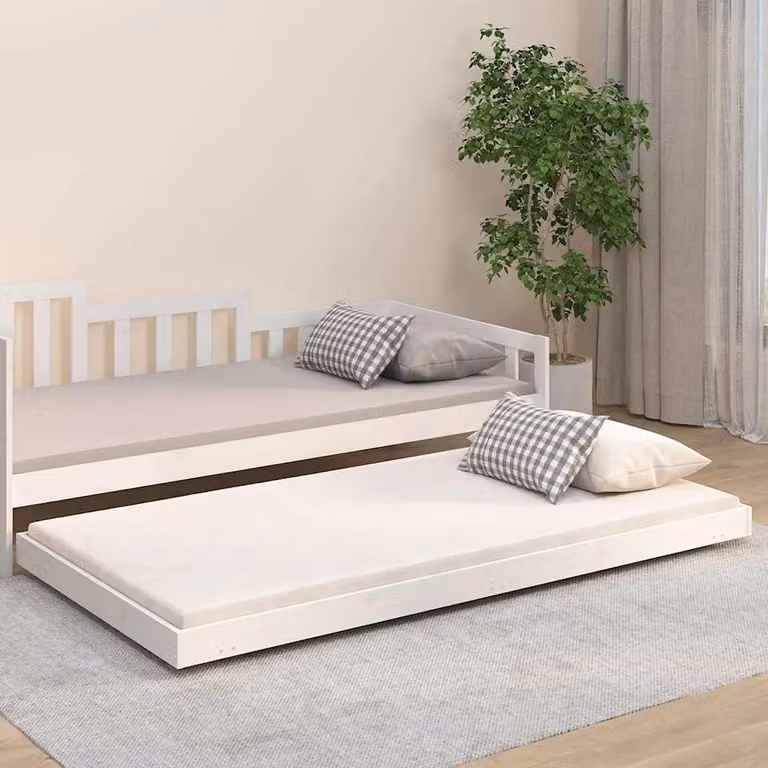 vidaXL Giroletto in legno massello di pino bianco con doghe fisse L/P: 100 x 200 cm