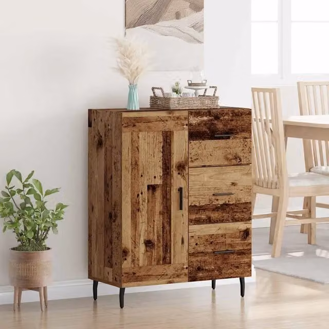 Credenza Buffet con Cassetto vidaXL in Legno Vecchio Marrone per Cucina e Soggiorno L: 69,5 cm, P: 34 cm, H: 90 cm
