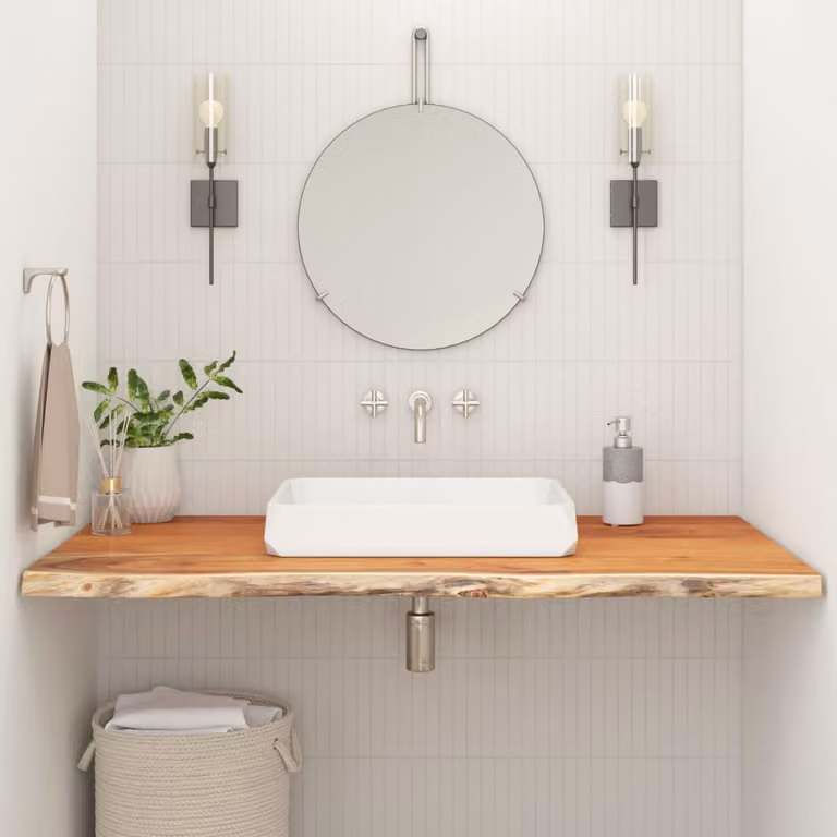 vidaXL Piano Bagno 110x60x3,8 cm Rettangolare Legno Massello di Acacia