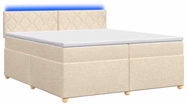 Letto a molle con materasso crema 200 x 200 cm in tessuto