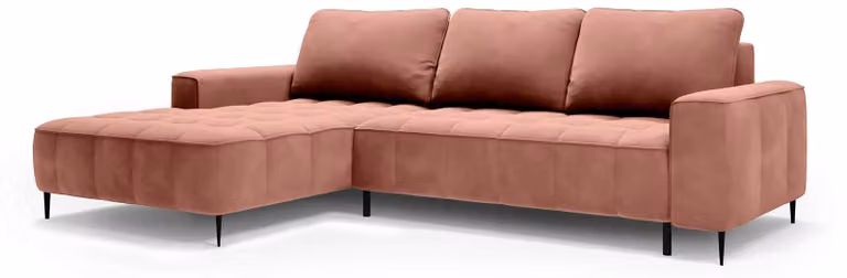 Divano angolare modello Francesco, colore rosa cipria