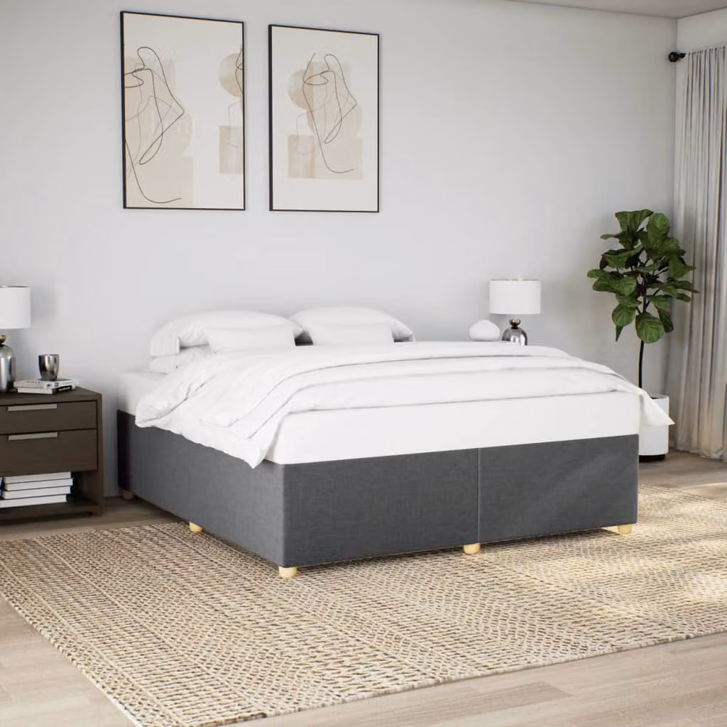 vidaXL Giroletto senza Materasso in Tessuto Grigio con Listelli in Legno L: 180 cm, P: 200 cm – 1