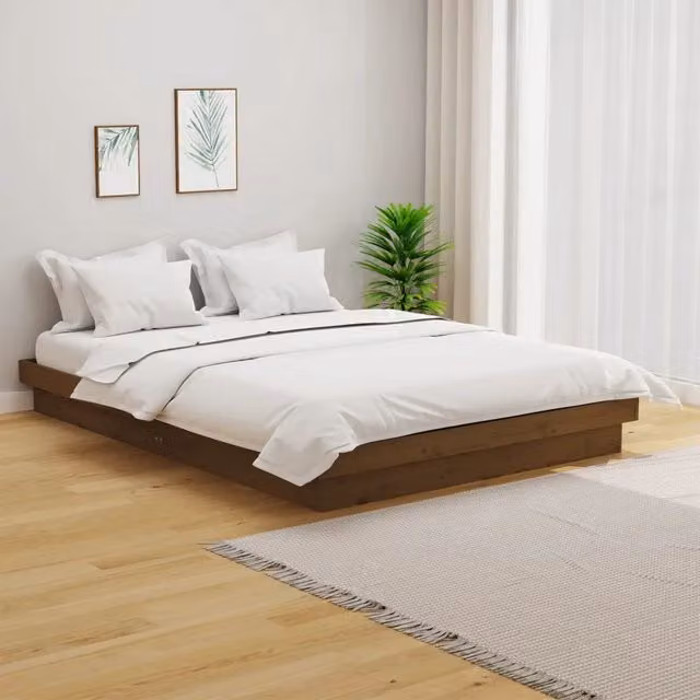 Letto Ambra vidaXL in legno massello di pino color marrone, L/P/H: 120 x 200 x 194 cm – 1